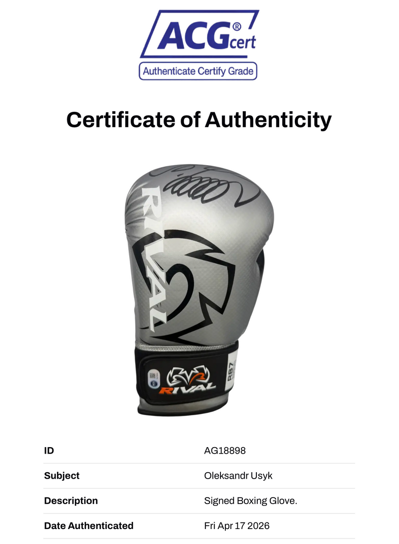 OLEKSANDR USYK SIGNED SILVER RIVAL BOXING GLOVE UNDISPUTED CHAMP (ACG CERT AG18898)-3