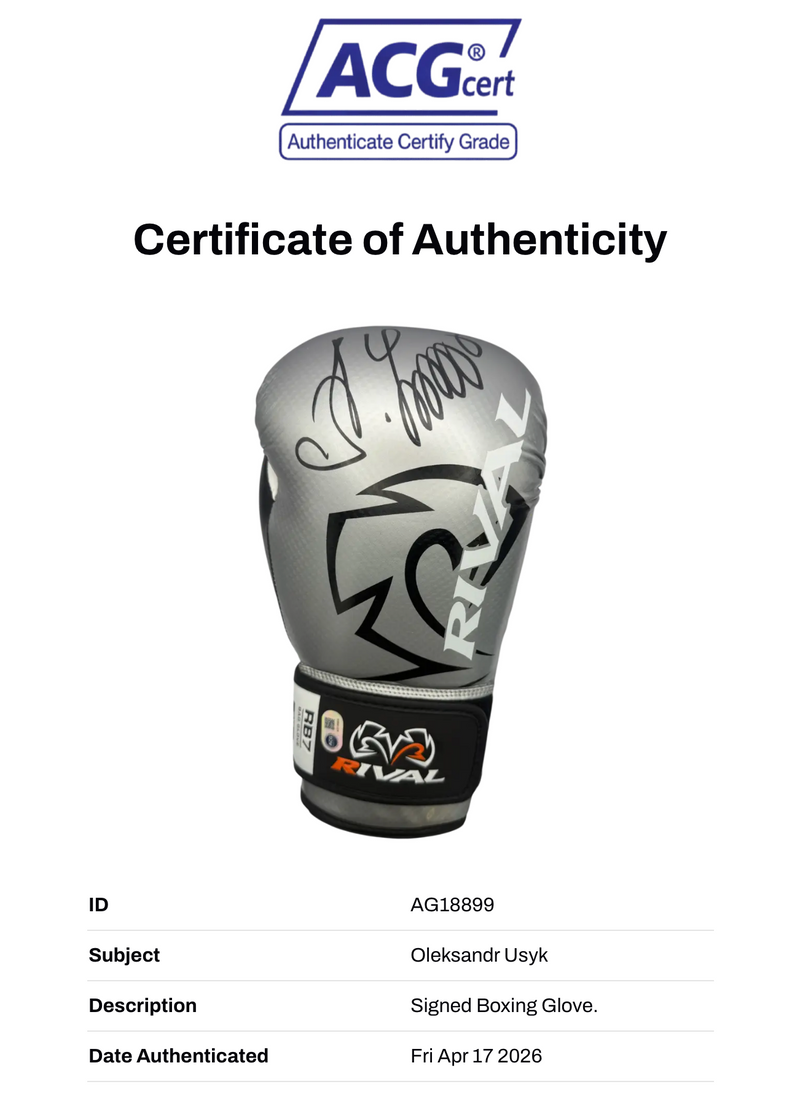 OLEKSANDR USYK SIGNED SILVER RIVAL BOXING GLOVE UNDISPUTED CHAMP (ACG CERT AG18899)-3