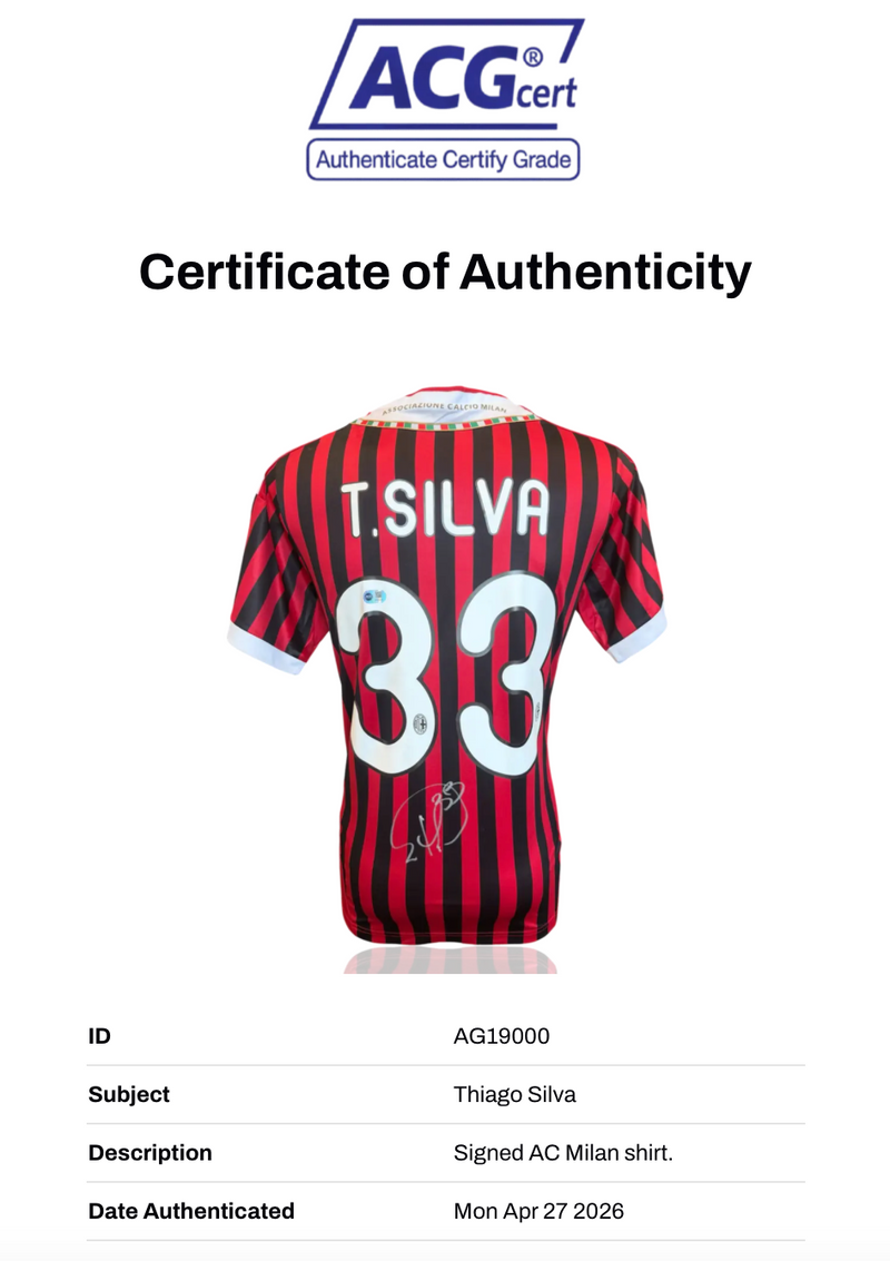 THIAGO SILVA SIGNED AC MILAN 2011/12 HOME SHIRT (ACG CERT AG19000)-2