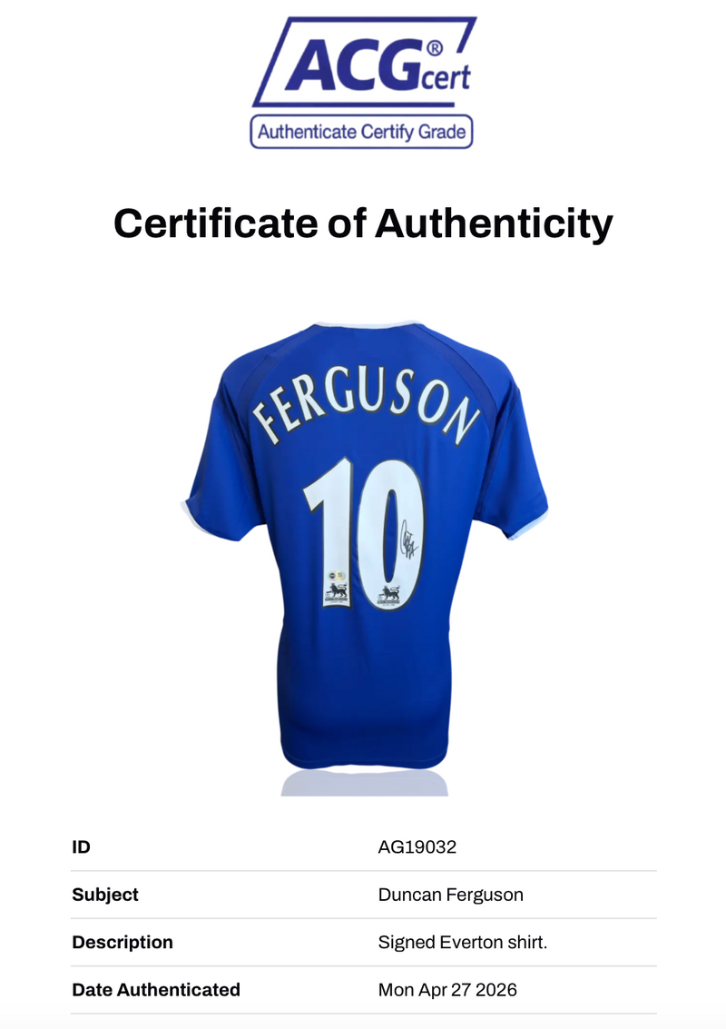 DUNCAN FERGUSON SIGNED EVERTON FC 2003/04 HOME SHIRT (ACG CERT AG19032)-2