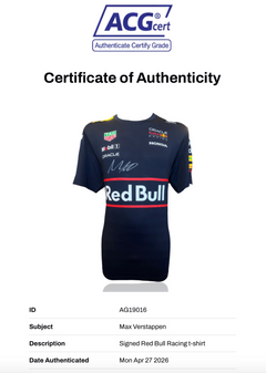 MAX VERSTAPPEN SIGNED RED BULL RACING ORACLE FORMULA 1 T-SHIRT (ACG CERT AG19016)-2