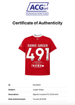 JURGEN KLOPP SIGNED 23/24 LIVERPOOL DANKE JURGEN 491 SHIRT (ACG CERT AG19042)-2