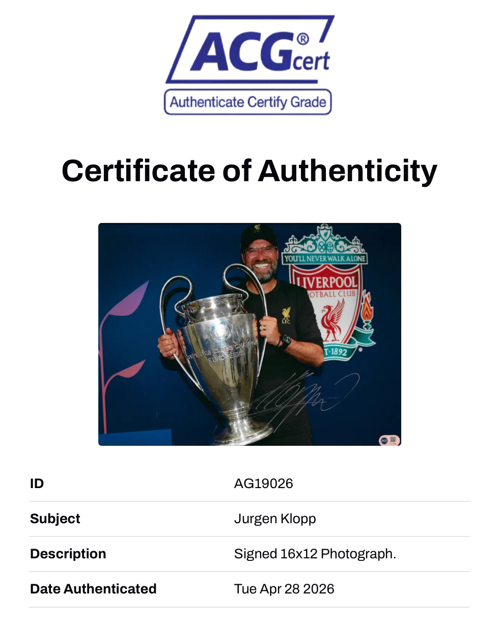 JURGEN KLOPP SIGNED LIVERPOOL FC 16x12 CHAMPIONS LEAGUE WIN PHOTO (ACG CERT AG19026)-2