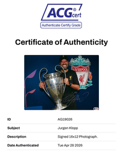 JURGEN KLOPP SIGNED LIVERPOOL FC 16x12 CHAMPIONS LEAGUE WIN PHOTO (ACG CERT AG19026)-2