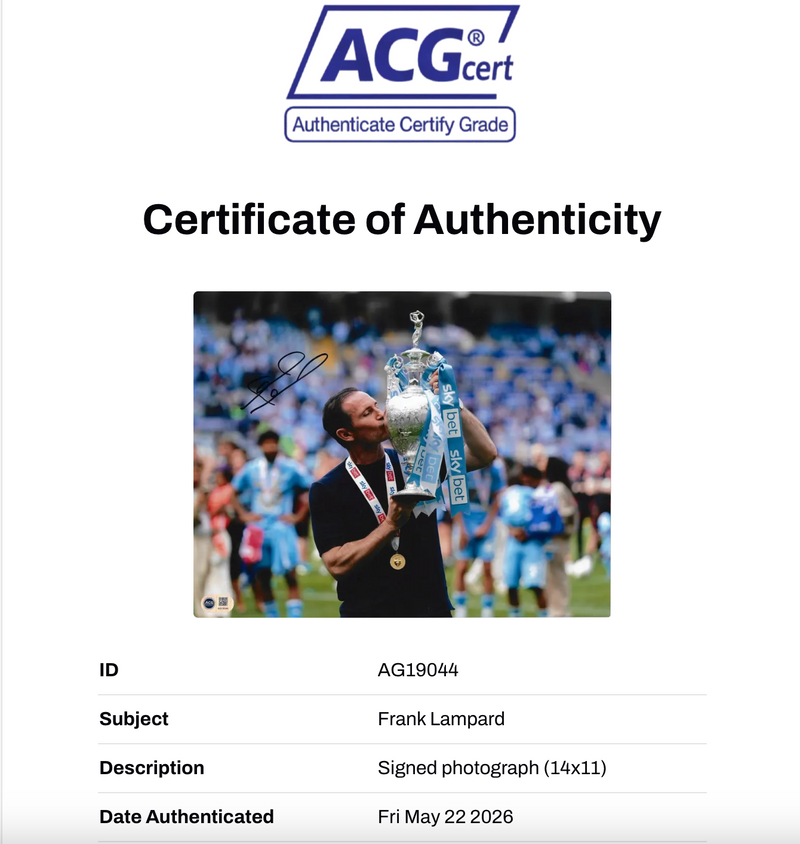 FRANK LAMPARD SIGNED COVENTRY CITY CHAMPIONS 14X11 PHOTO (ACG CERT AG19044)-2
