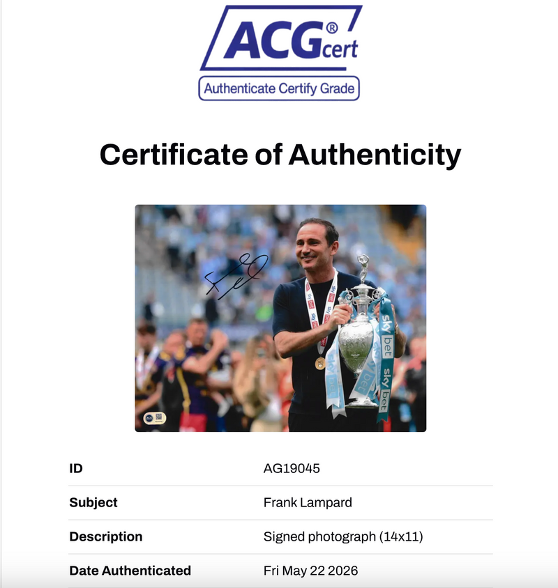 FRANK LAMPARD SIGNED COVENTRY CITY CHAMPIONS 14X11 PHOTO (ACG CERT AG19045)-2