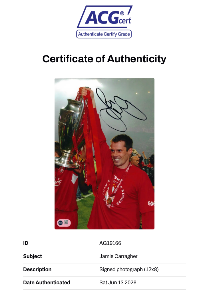 JAMIE CARRAGHER SIGNED LIVERPOOL ISTANBUL 2005 12x8 PHOTO (ACG CERT AG19166)