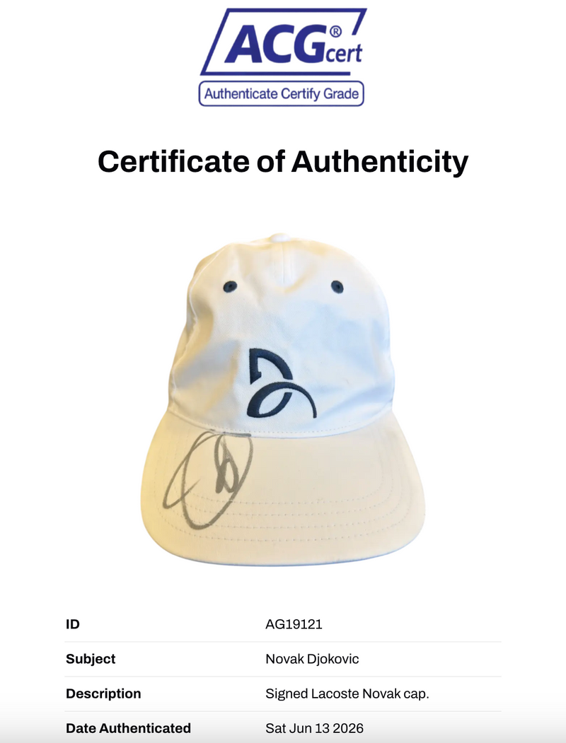 NOVAK DJOKOVIC SIGNED LACOSTE DJOKOVIC CAP (ACG CERT AG19121)-3