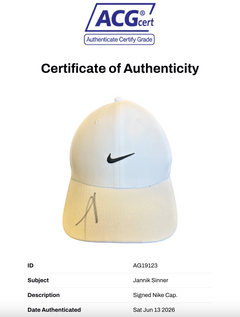 JANNIK SINNER SIGNED NIKE WHITE TENNIS CAP (ACG CERT AG19123)-2