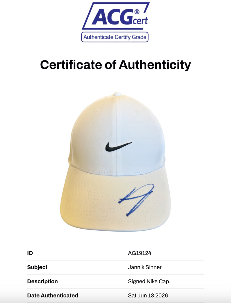 JANNIK SINNER SIGNED NIKE WHITE TENNIS CAP (ACG CERT AG19124)-2