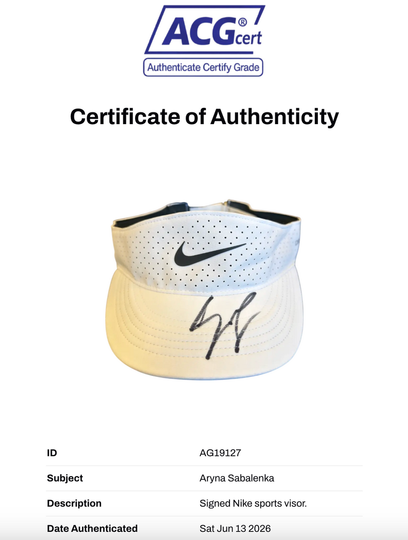 ARYNA SABALENKA SIGNED NIKE WHITE TENNIS CAP (ACG CERT AG19127)-2