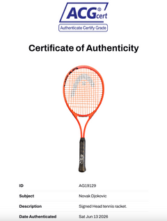 NOVAK DJOKOVIC SIGNED RED HEAD ATTITUDE TENNIS RACKET (ACG CERT AG19129)-2