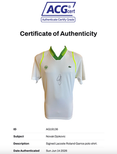 NOVAK DJOKOVIC SIGNED LACOSTE ROLAND GARROS POLO SHIRT (ACG CERT AG19136)-3
