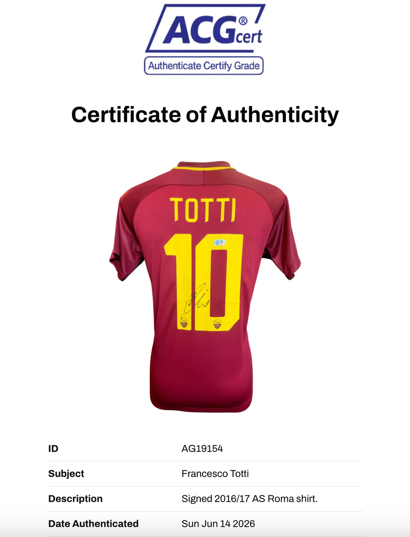 FRANCESCO TOTTI SIGNED AS ROMA 2016/17 FINAL SEASON SHIRT (ACG CERT AG19154)-2