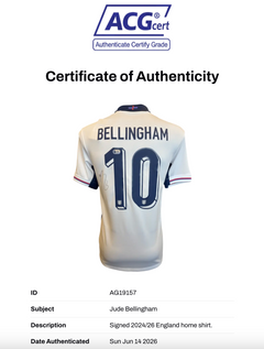 JUDE BELLINGHAM SIGNED 2024/26 ENGLAND HOME SHIRT (ACG CERT AG19157)-2
