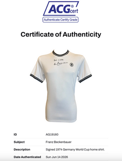 FRANZ BECKENBAUER SIGNED 1974 GERMANY WORLD CUP HOME SHIRT (ACG CERT AG19160)-2