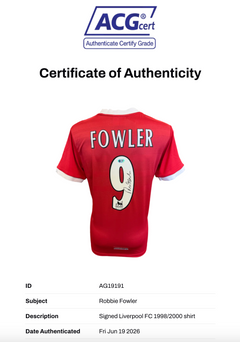 ROBBIE FOWLER SIGNED LIVERPOOL FC 1998/00 HOME SHIRT (ACG CERT AG19191)-2