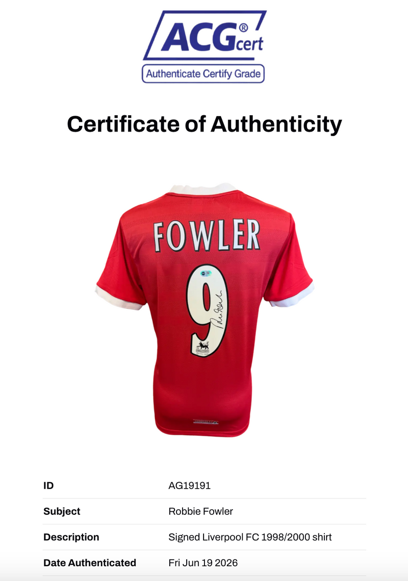 ROBBIE FOWLER SIGNED LIVERPOOL FC 1998/00 HOME SHIRT (ACG CERT AG19191)-2