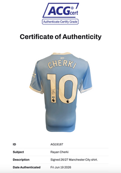 RAYAN CHERKI SIGNED MANCHESTER CITY FC 2026/27 HOME SHIRT (ACG CERT AG19187)-2
