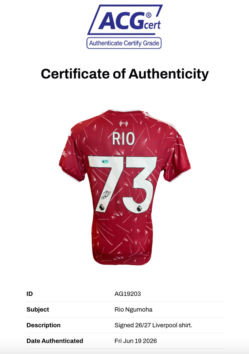 RIO NGUMOHA SIGNED 2026/27 LIVERPOOL FC HOME SHIRT (ACG CERT AG19203)-2