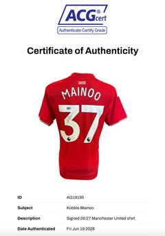 KOBBIE MAINOO SIGNED 2026/27 MANCHESTER UTD HOME SHIRT (ACG CERT AG19195)-2