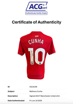 MATHEUS CUNHA SIGNED MANCHESTER UNITED 2026/27 HOME SHIRT (ACG CERT AG19196)-2