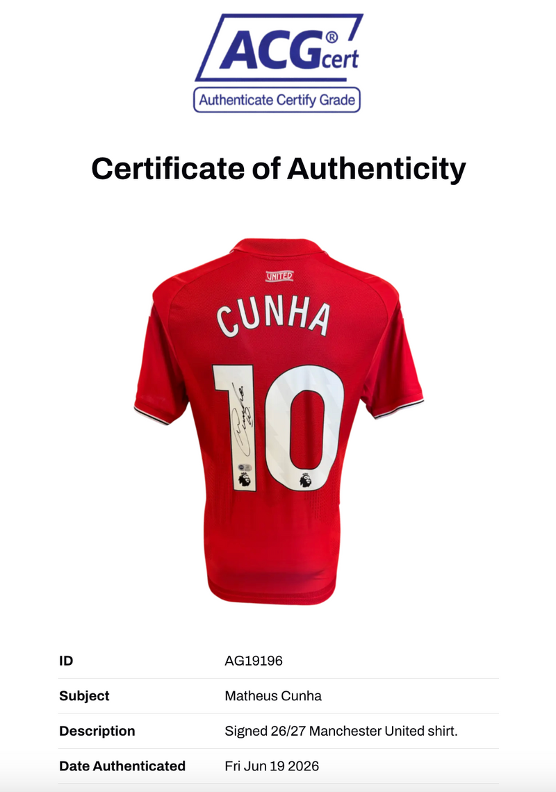 MATHEUS CUNHA SIGNED MANCHESTER UNITED 2026/27 HOME SHIRT (ACG CERT AG19196)-2