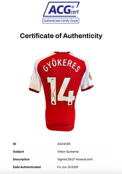 VIKTOR GYOKERES SIGNED ARSENAL FC 2026/27 HOME SHIRT (ACG CERT AG19198)-2