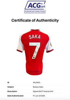 BUKAYO SAKA SIGNED ARSENAL FC 2026/27 HOME SHIRT (ACG CERT AG19201)-2