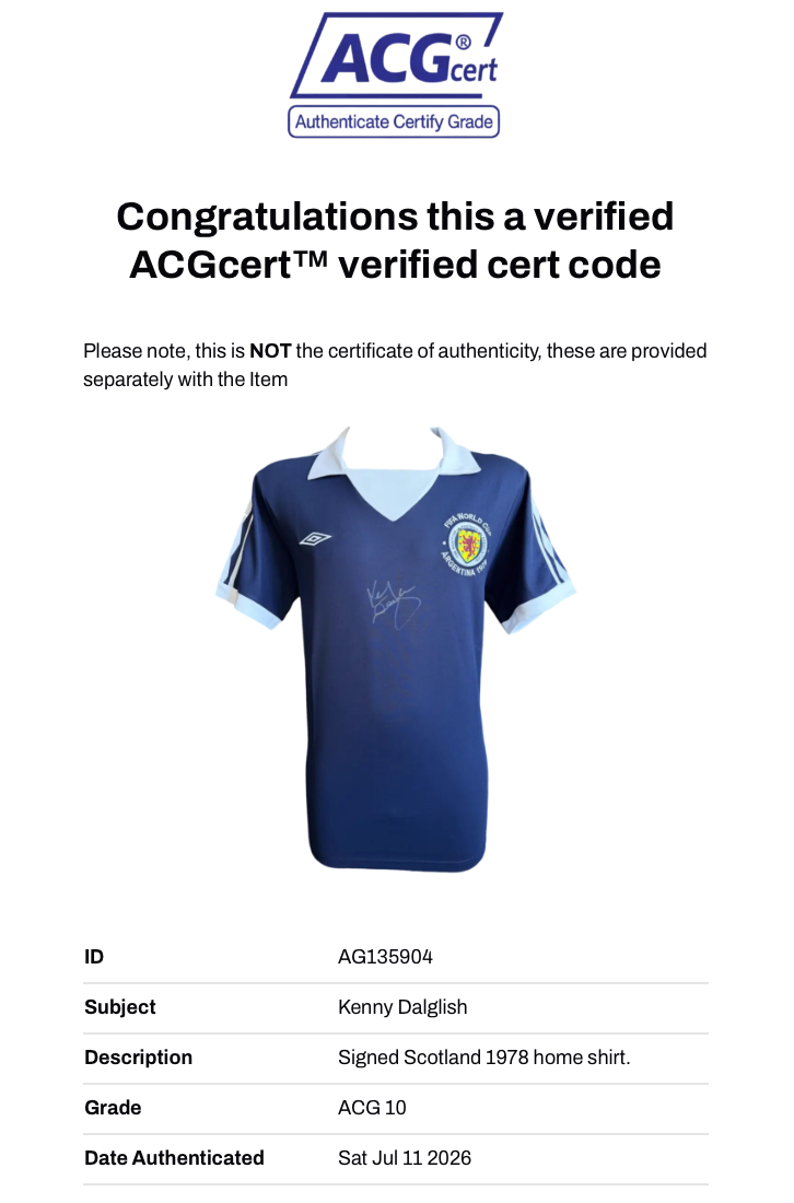 KENNY DALGLISH SIGNED SCOTLAND 1978 WORLD CUP HOME SHIRT (ACG CERT AG135904)-3