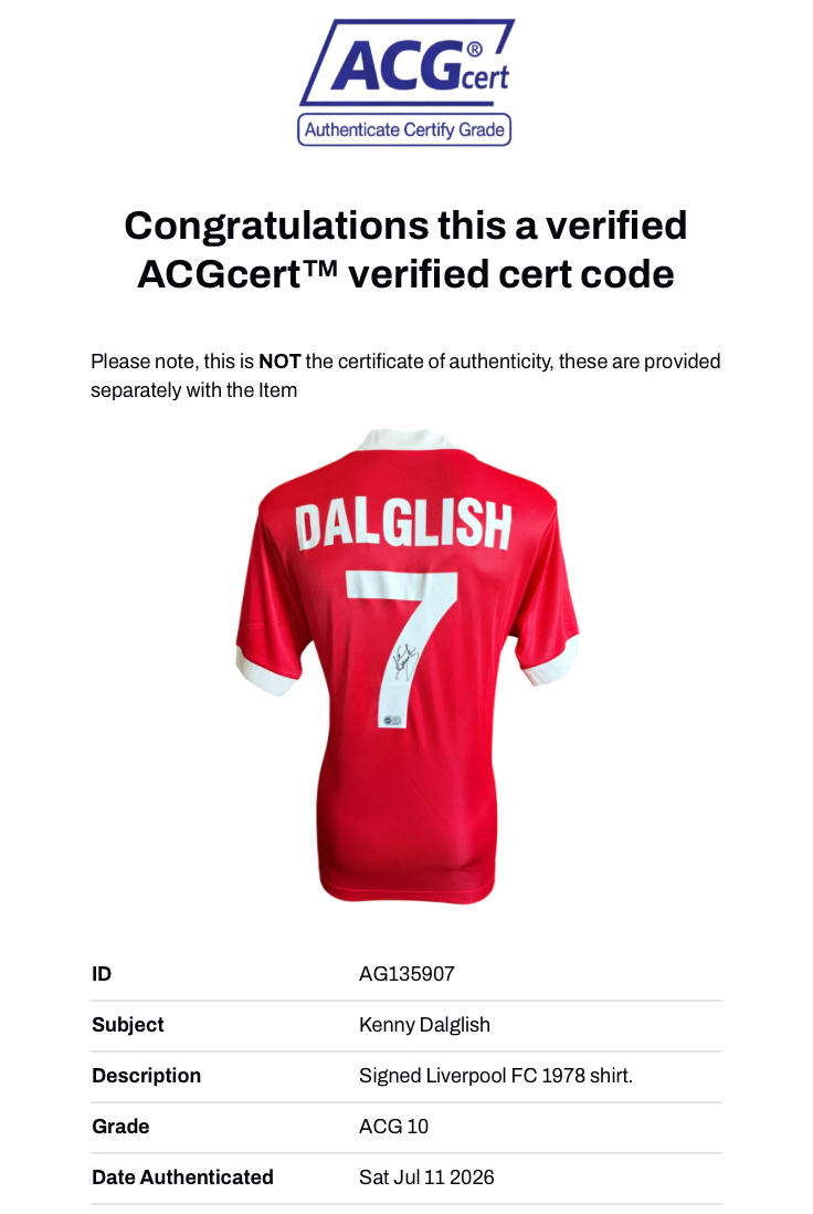 KENNY DALGLISH SIGNED LIVERPOOL FC 1978 HOME SHIRT (ACG CERT AG135907)-3