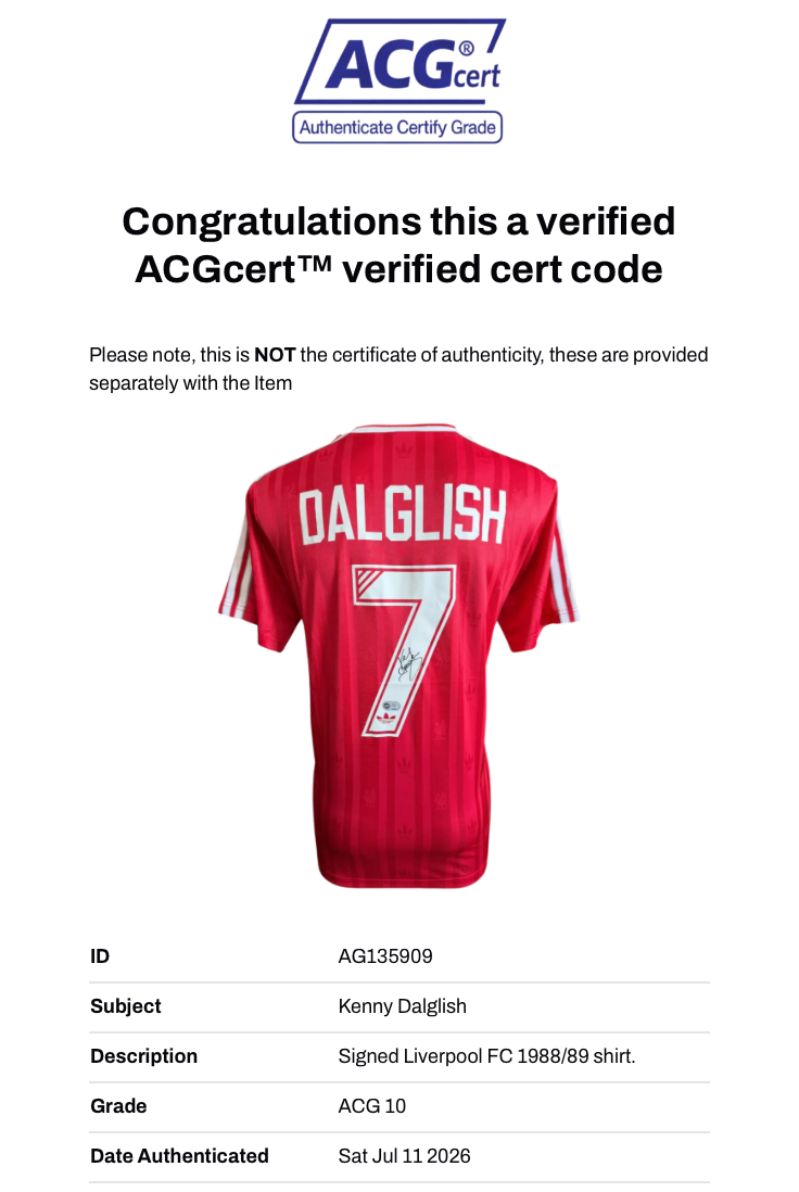 KENNY DALGLISH SIGNED LIVERPOOL FC 1988/89 HOME SHIRT (ACG CERT AG135909)-3