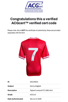 KENNY DALGLISH SIGNED LIVERPOOL FC ROME 1984 HOME SHIRT (ACG CERT AG135910)-3