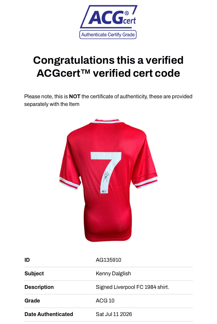 KENNY DALGLISH SIGNED LIVERPOOL FC ROME 1984 HOME SHIRT (ACG CERT AG135910)-3