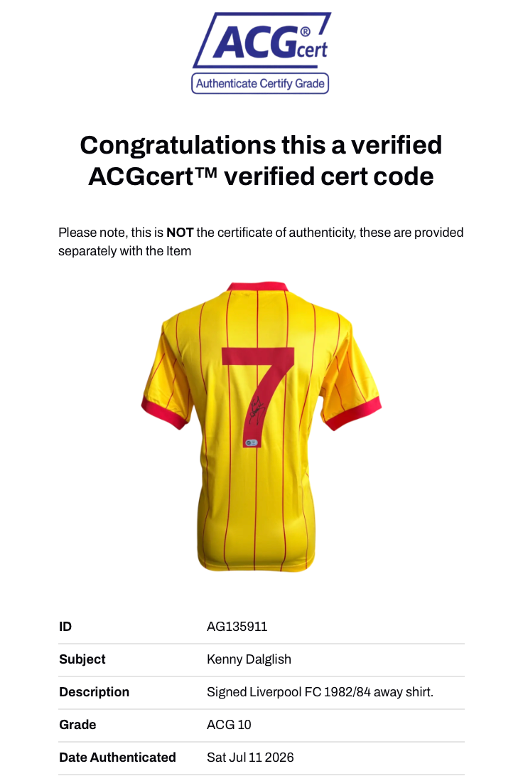 KENNY DALGLISH SIGNED LIVERPOOL FC 1982/84 AWAY SHIRT (ACG CERT AG135911)-3