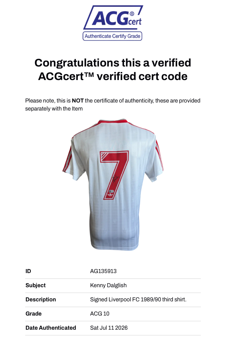 KENNY DALGLISH SIGNED LIVERPOOL FC 1989/90 THIRD SHIRT (ACG CERT AG135913)-3