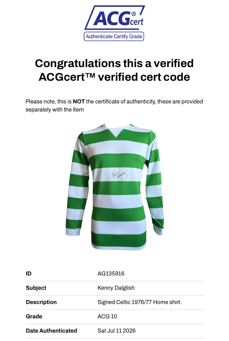 KENNY DALGLISH SIGNED CELTIC FC 1976/77 CUP WIN HOME SHIRT (ACG CERT AG135916)-3