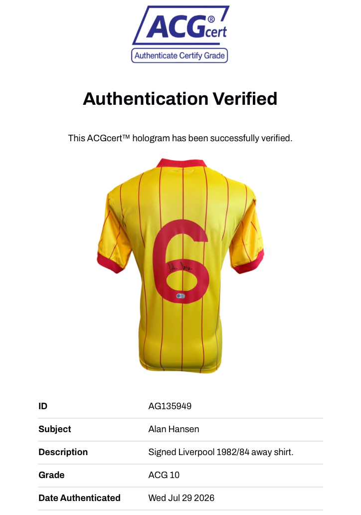 ALAN HANSEN SIGNED LIVERPOOL FC 1982/84 AWAY SHIRT (ACG CERT AG135949)-3