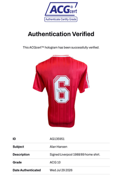 ALAN HANSEN SIGNED LIVERPOOL FC 1988/89 HOME SHIRT (ACG CERT AG135951)-3