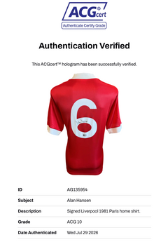 ALAN HANSEN SIGNED LIVERPOOL FC PARIS 1981 HOME SHIRT (ACG CERT AG135954)-3