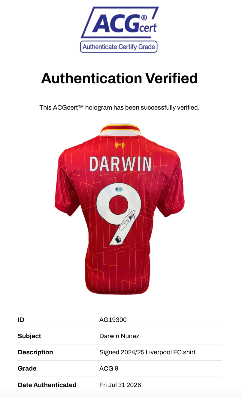 DARWIN NUNEZ SIGNED 2024/25 LIVERPOOL FC HOME SHIRT (ACG CERT AG19300)-3