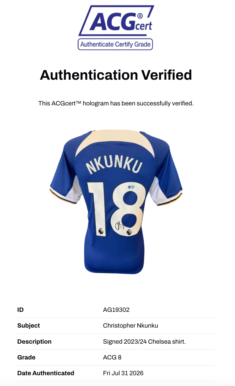 CHRISTOPHER NKUNKU SIGNED CHELSEA FC 2023/24 HOME SHIRT (ACG CERT AG19302)-2