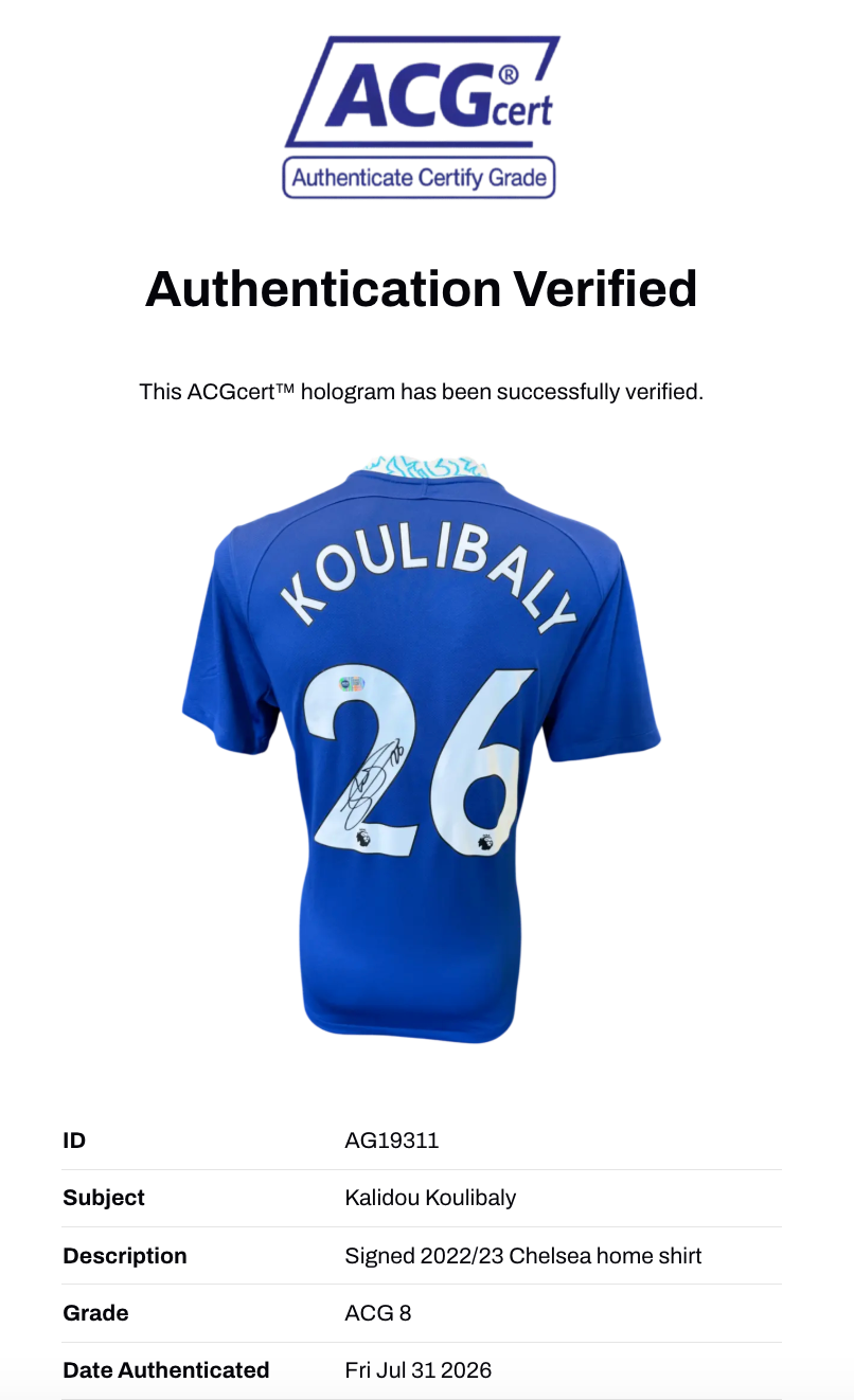 KALIDOU KOULIBALY SIGNED CHELSEA FC 2022/23 HOME SHIRT (ACG CERT AG19311)-3