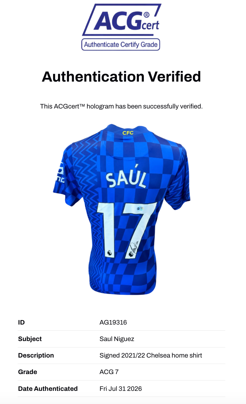 SAUL NIGUEZ SIGNED CHELSEA FC 2021/22 HOME SHIRT (ACG CERT AG19316)-2