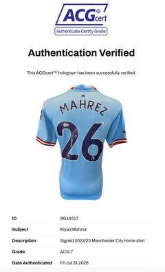 RIYAD MAHREZ SIGNED 2022/23 MANCHESTER CITY HOME SHIRT (ACG CERT AG19317)-2