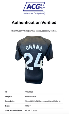 ANDRE ONANA SIGNED 2023/24 MANCHESTER UTD GOALKEEPER SHIRT (ACG CERT AG19318)-3