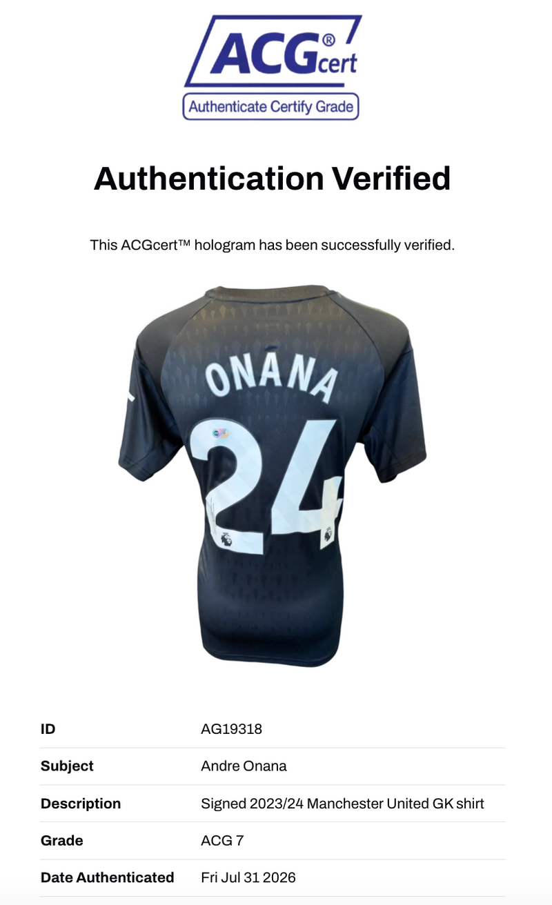 ANDRE ONANA SIGNED 2023/24 MANCHESTER UTD GOALKEEPER SHIRT (ACG CERT AG19318)-3