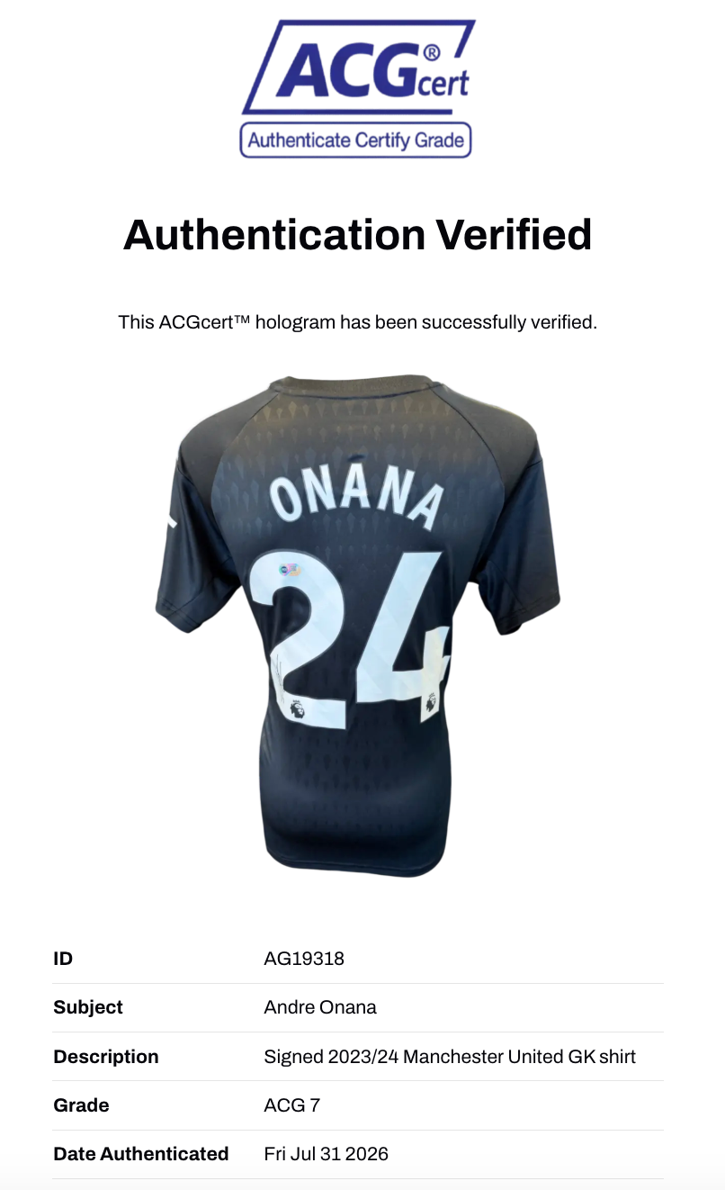 ANDRE ONANA SIGNED 2023/24 MANCHESTER UTD GOALKEEPER SHIRT (ACG CERT AG19318)-3