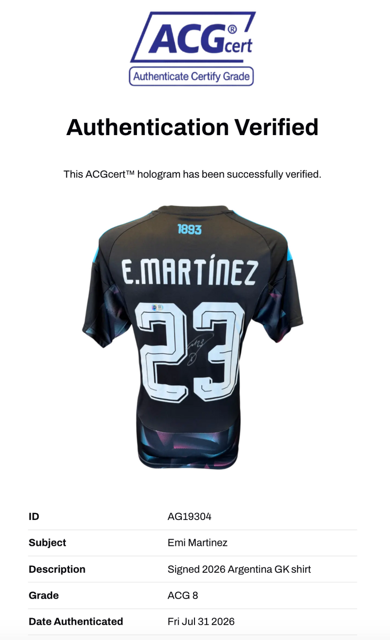 EMI MARTINEZ SIGNED 2026 ARGENTINA WORLD CUP HOME SHIRT (ACG CERT AG19304)-2