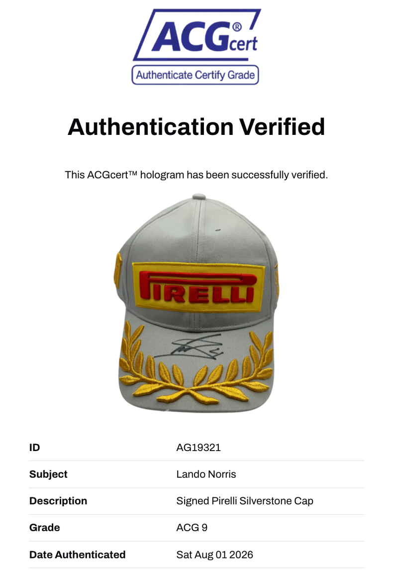 LANDO NORRIS SIGNED SILVERSTONE 2025 PIRELLI FORMULA 1 CAP (ACG CERT AG19321)-5